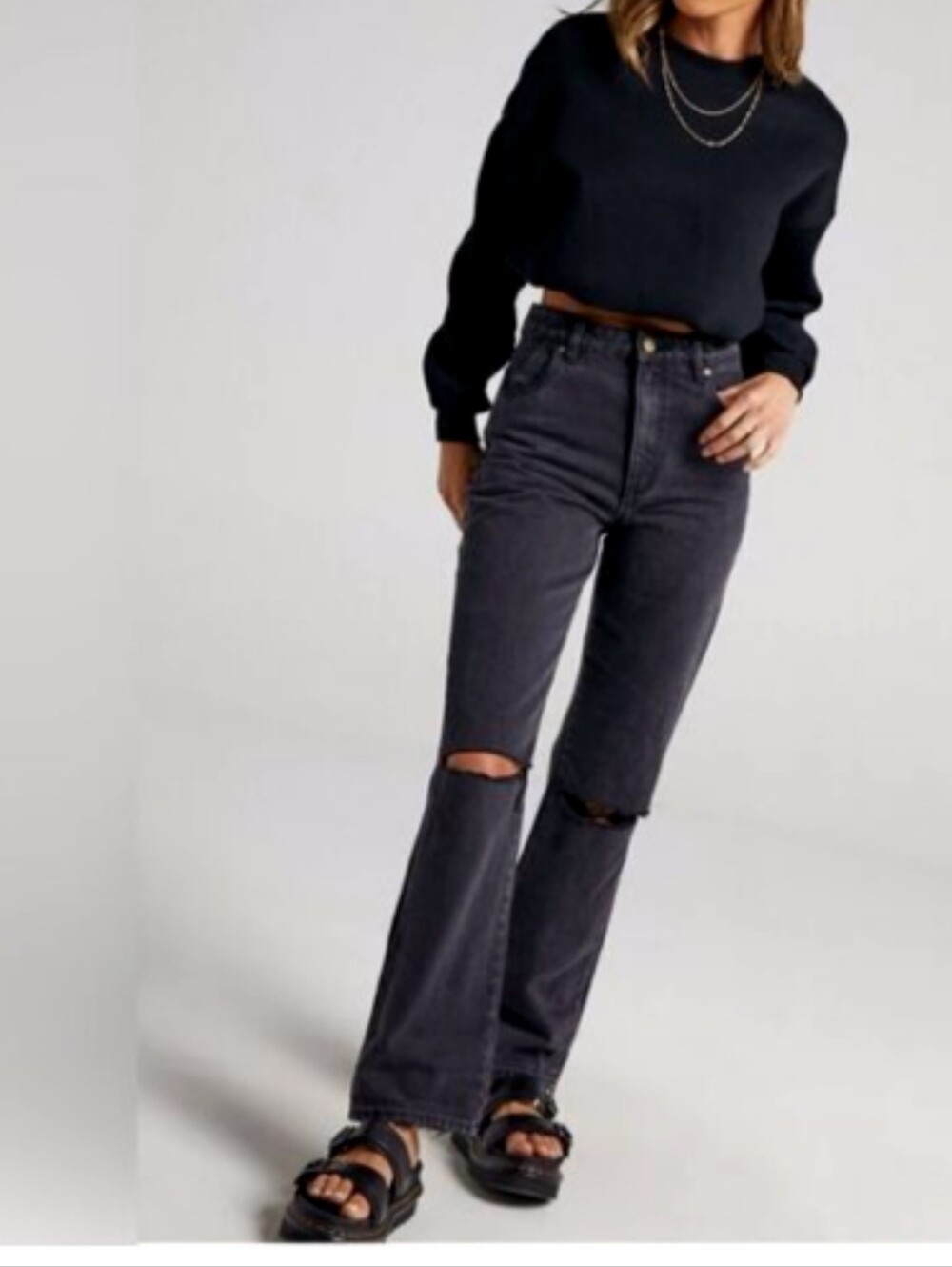 Rolla's Original High Rise Straight Designer Jeans Stone Wash Black Sz 28x29